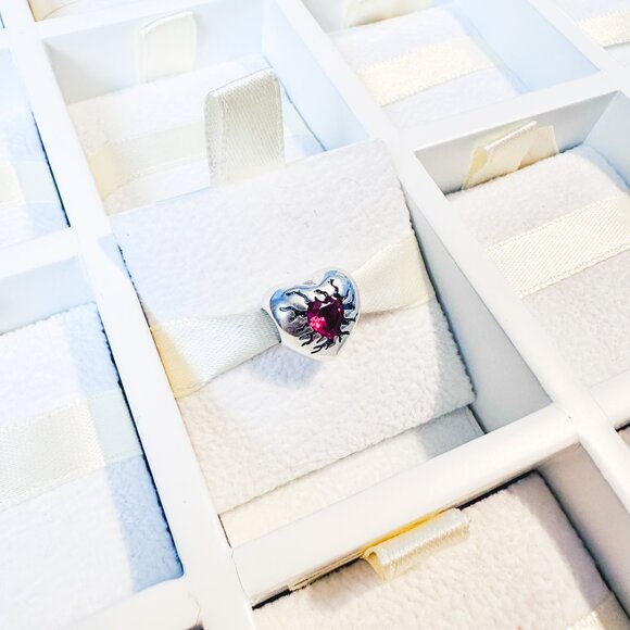 925 Sterling Silver Red Crystal Heart Charm Bead With Love Message Fits Pandora - Picture 6 of 10